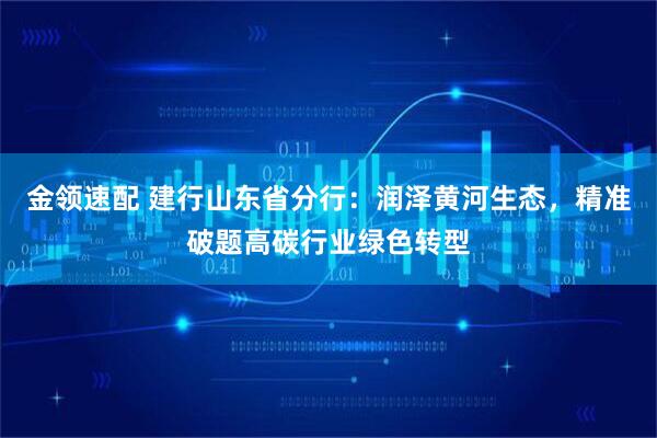 金领速配 建行山东省分行：润泽黄河生态，精准破题高碳行业绿色转型